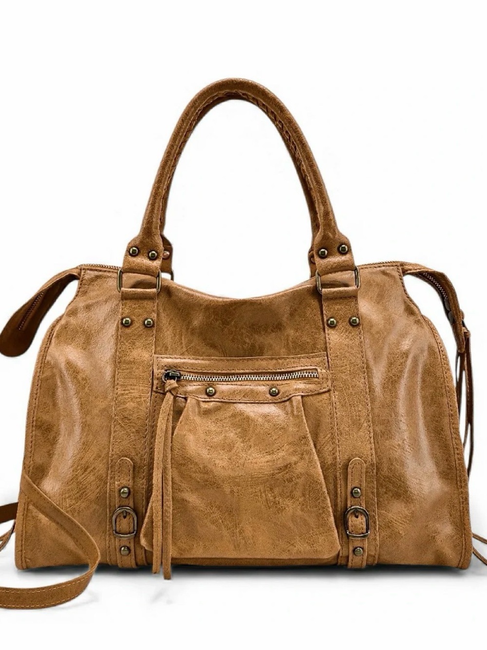 Tan Leather Satchel Handbag - Women's Shoulder Bag BRAND NEW